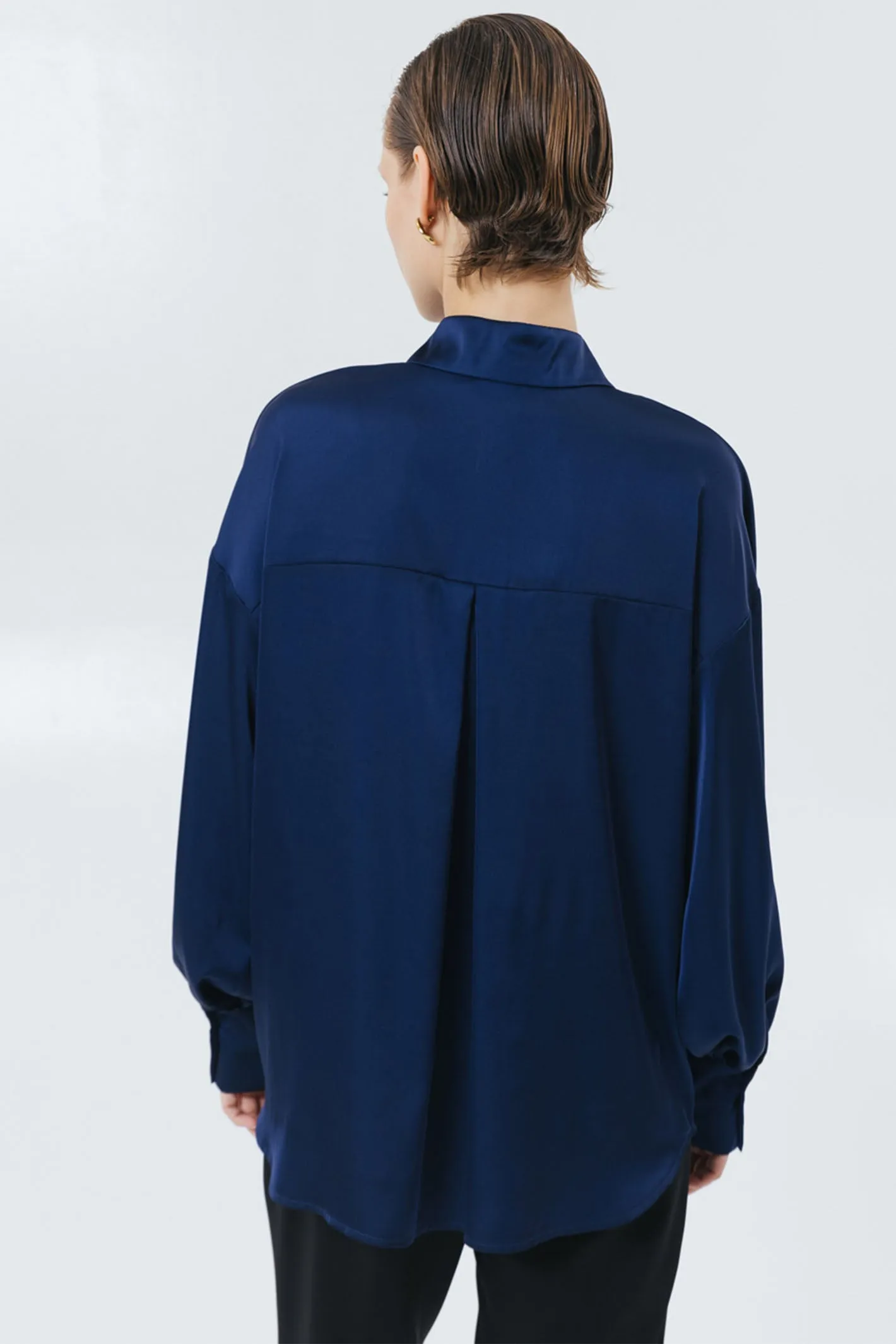 Access Fashion 7055 Blue Satin Shirt