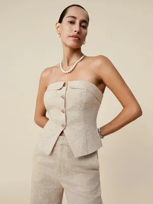 Amoretu Cotton & Linen Jacquard Tube Top Vest
