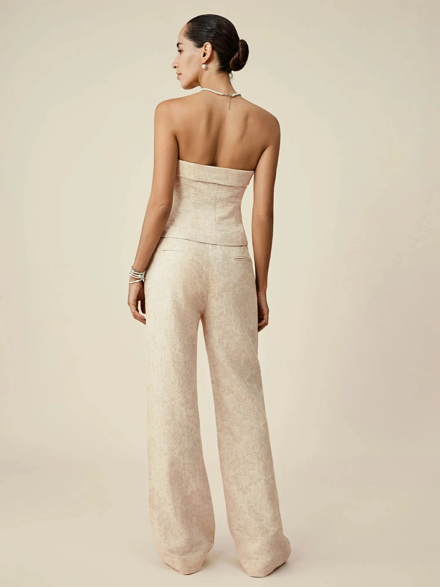 Amoretu Cotton & Linen Jacquard Tube Top Vest