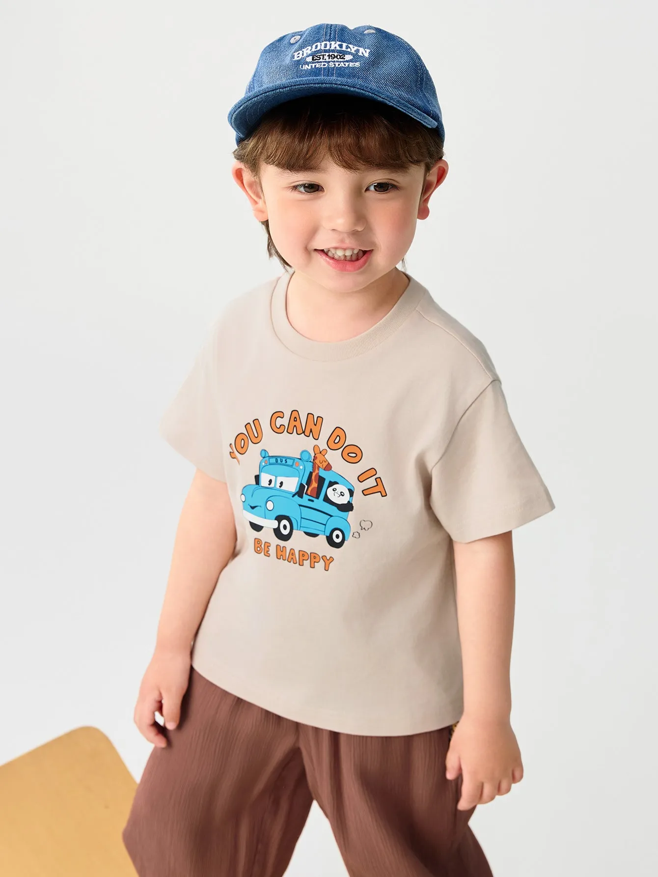 Baby Boy Round V-Neck Short-Sleeved T-Shirt