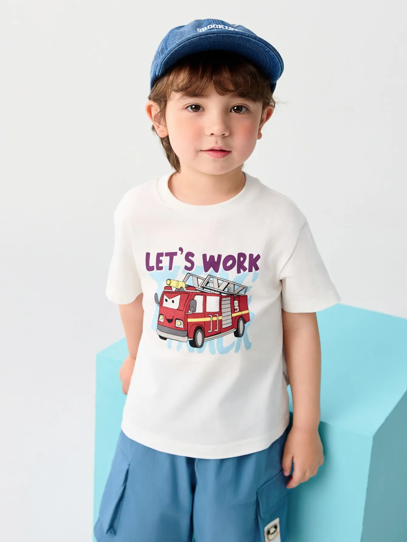 Baby Boy Round V-Neck Short-Sleeved T-Shirt