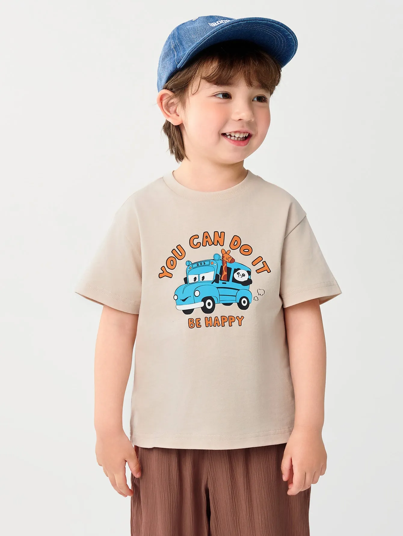 Baby Boy Round V-Neck Short-Sleeved T-Shirt