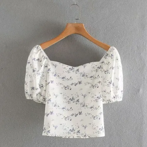 Bazaleas Chic Purple Floral Print ropa mujer Fashion blouse women