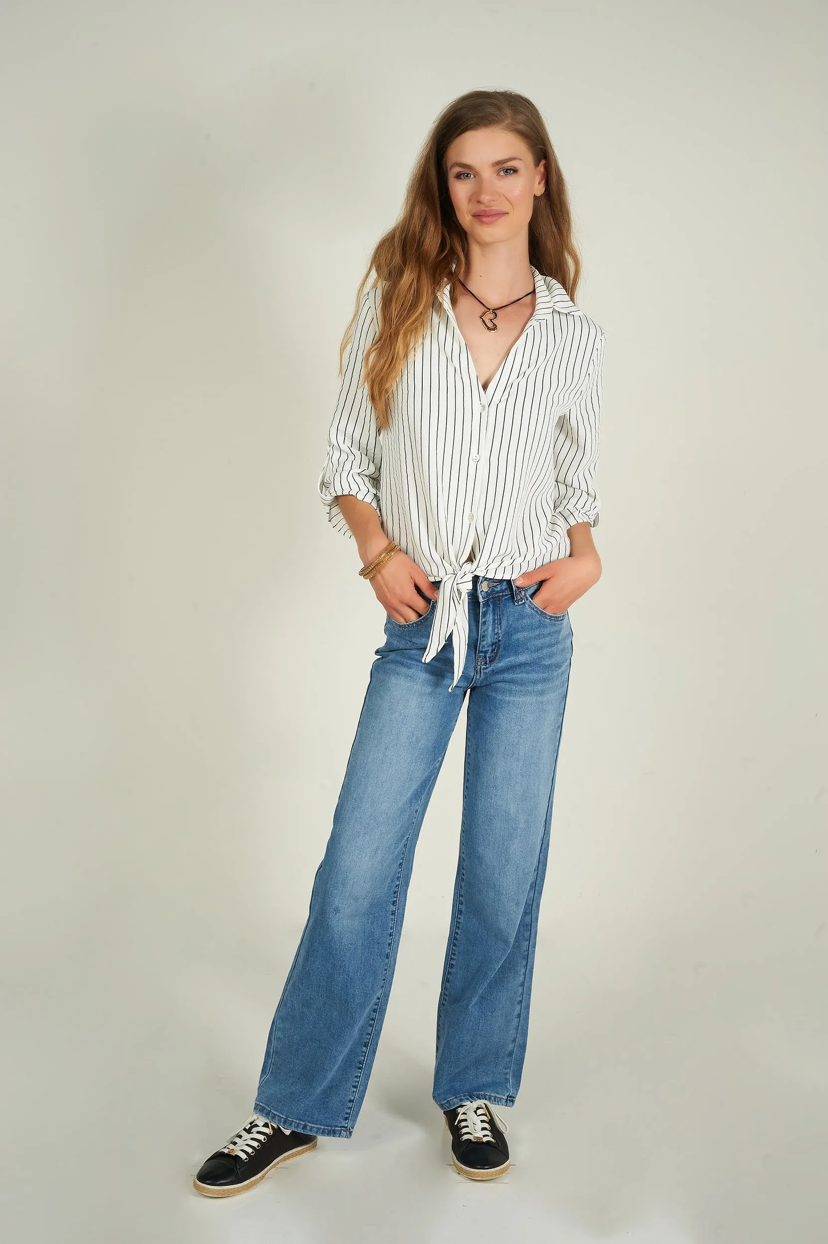 Blouse courte rayée - CARMELA - (R-A19)