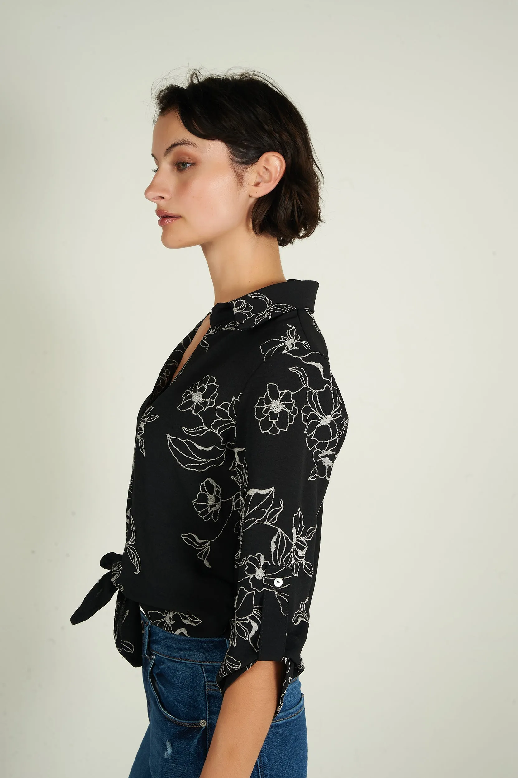 Blouse courte rayée - CARMELA - (R-A19)