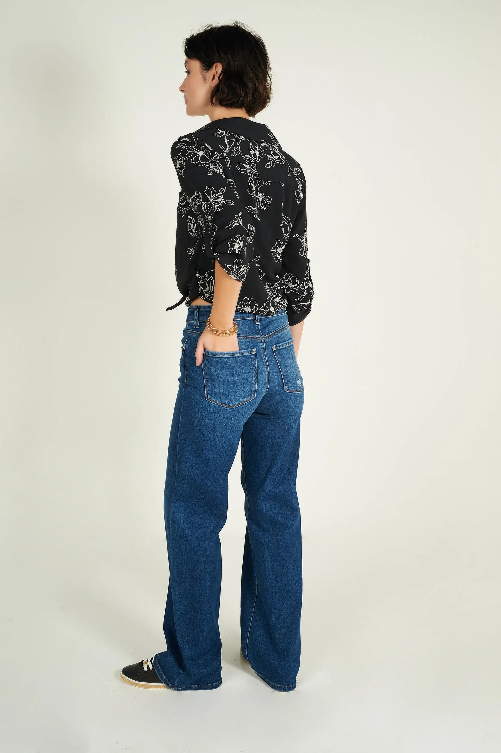 Blouse courte rayée - CARMELA - (R-A19)