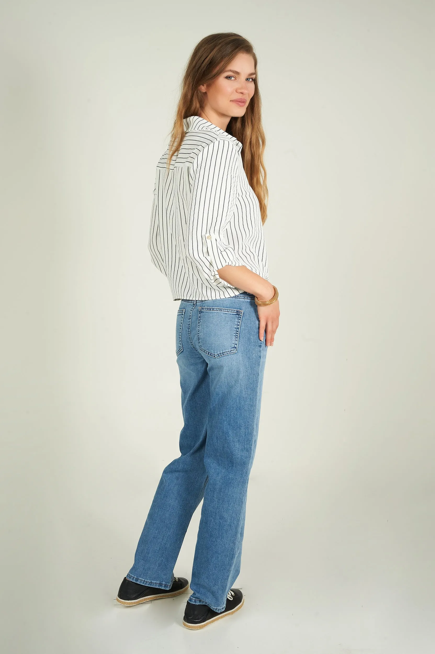 Blouse courte rayée - CARMELA - (R-A19)