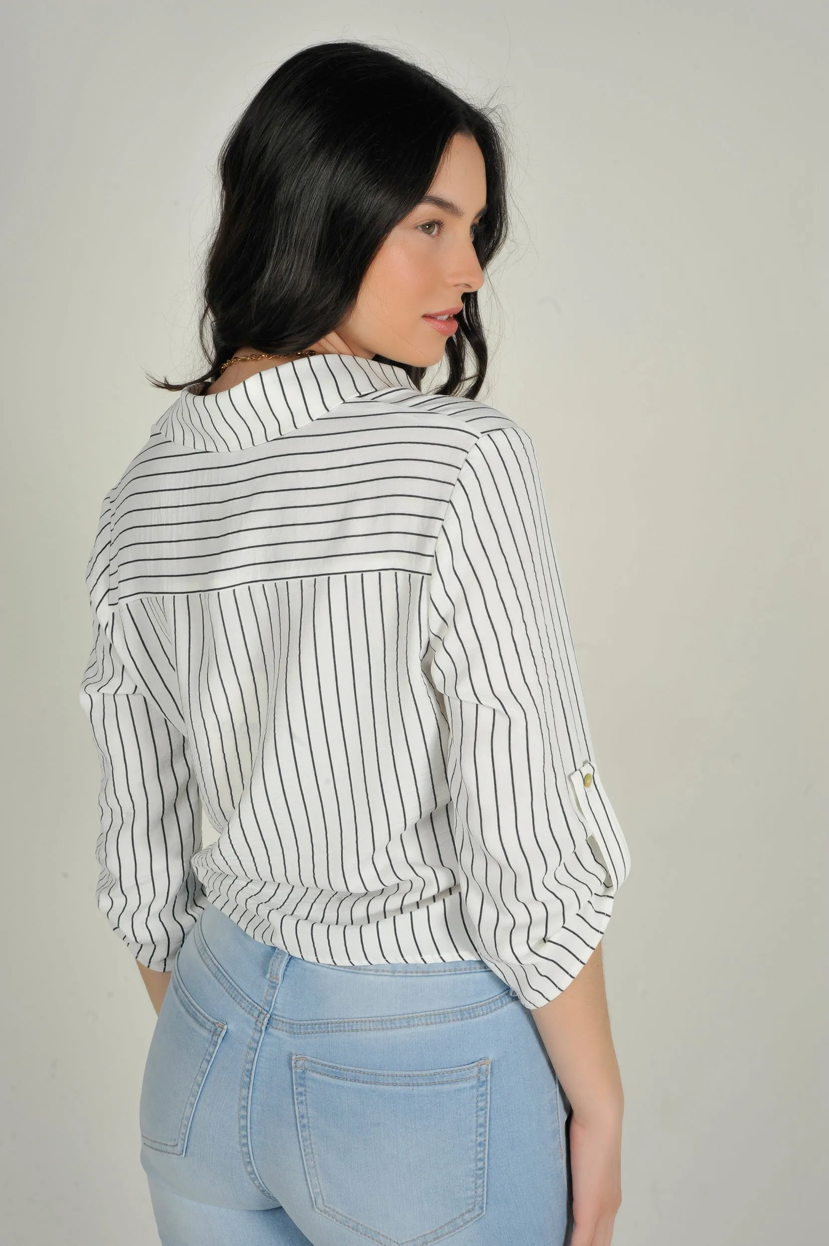 Blouse courte rayée - CARMELA - (R-A19)