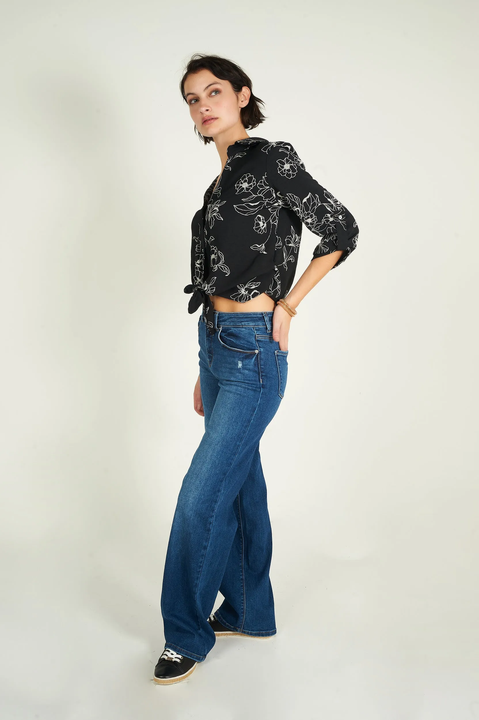 Blouse courte rayée - CARMELA - (R-A19)
