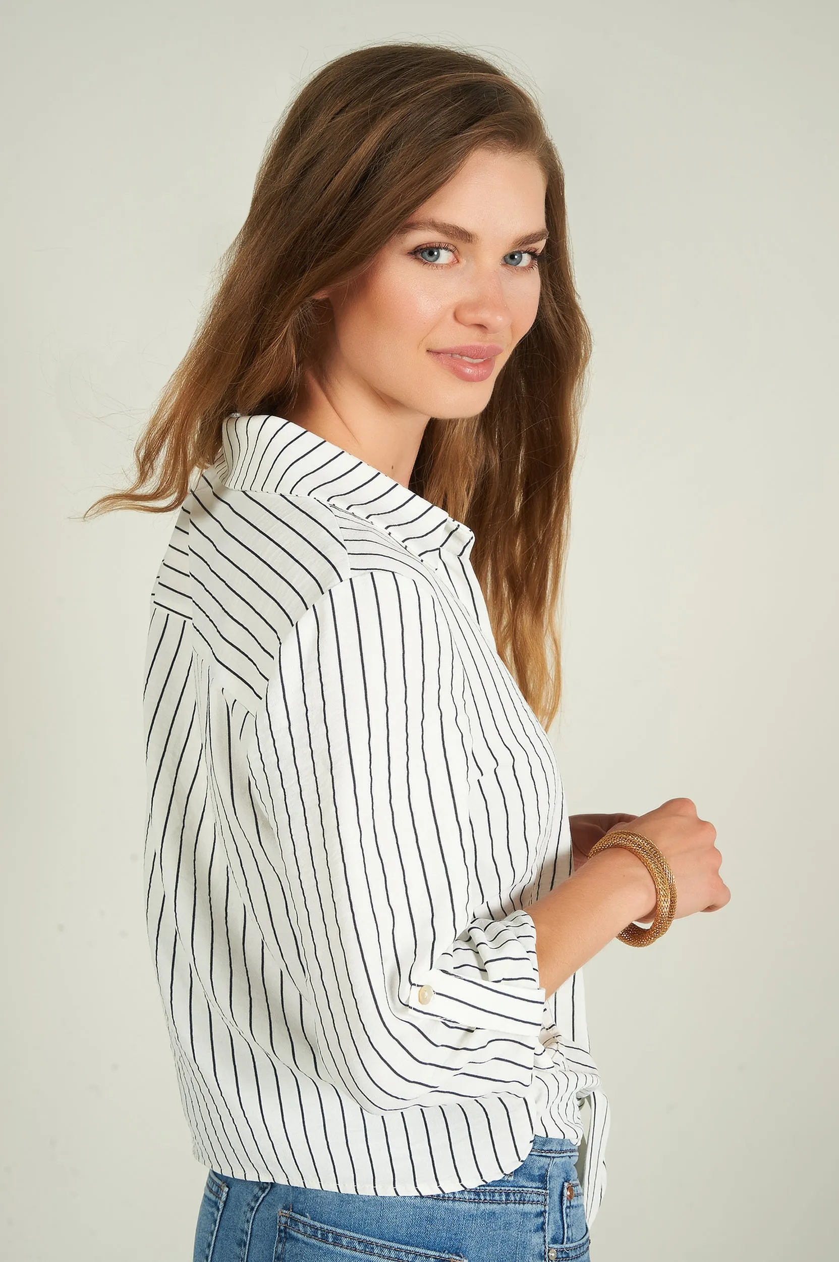 Blouse courte rayée - CARMELA - (R-A19)