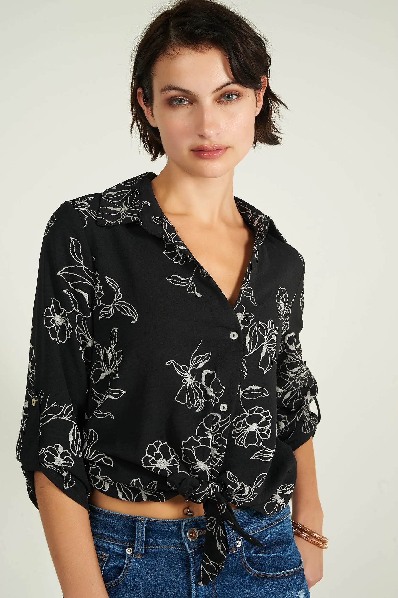 Blouse courte rayée - CARMELA - (R-A19)