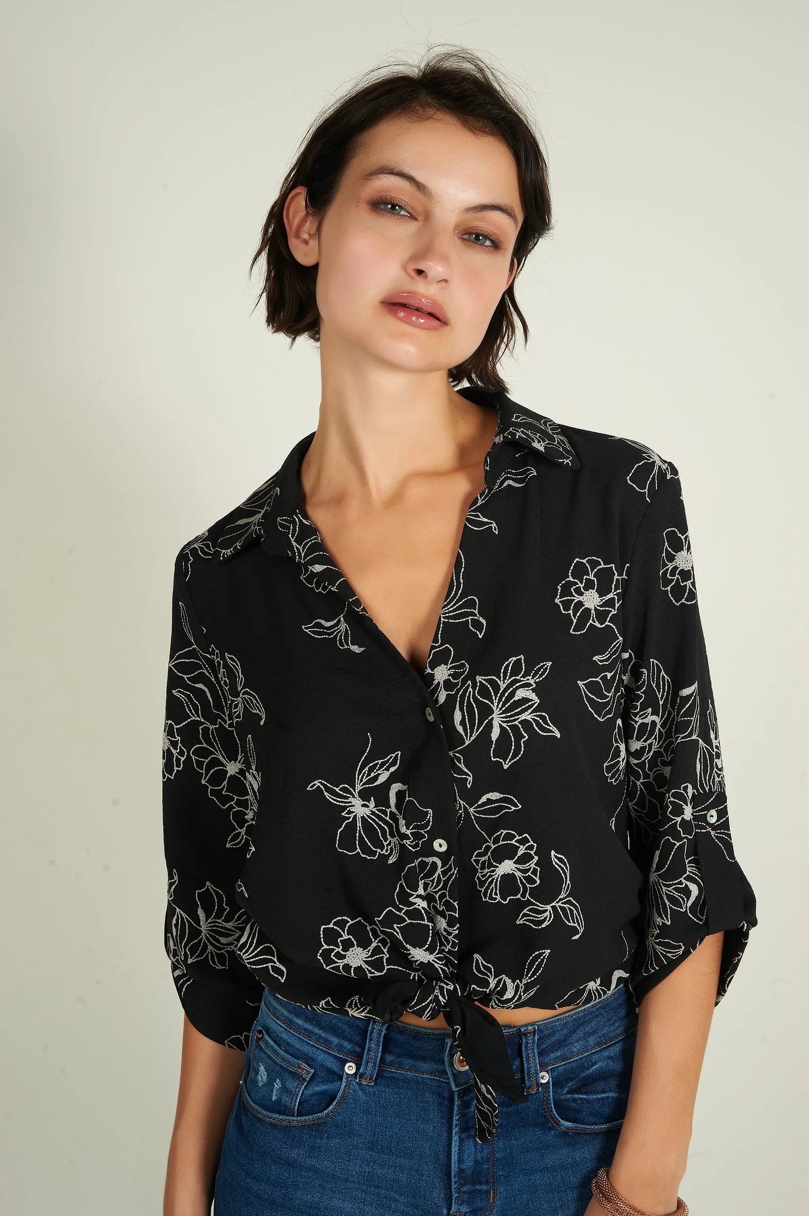 Blouse courte rayée - CARMELA - (R-A19)