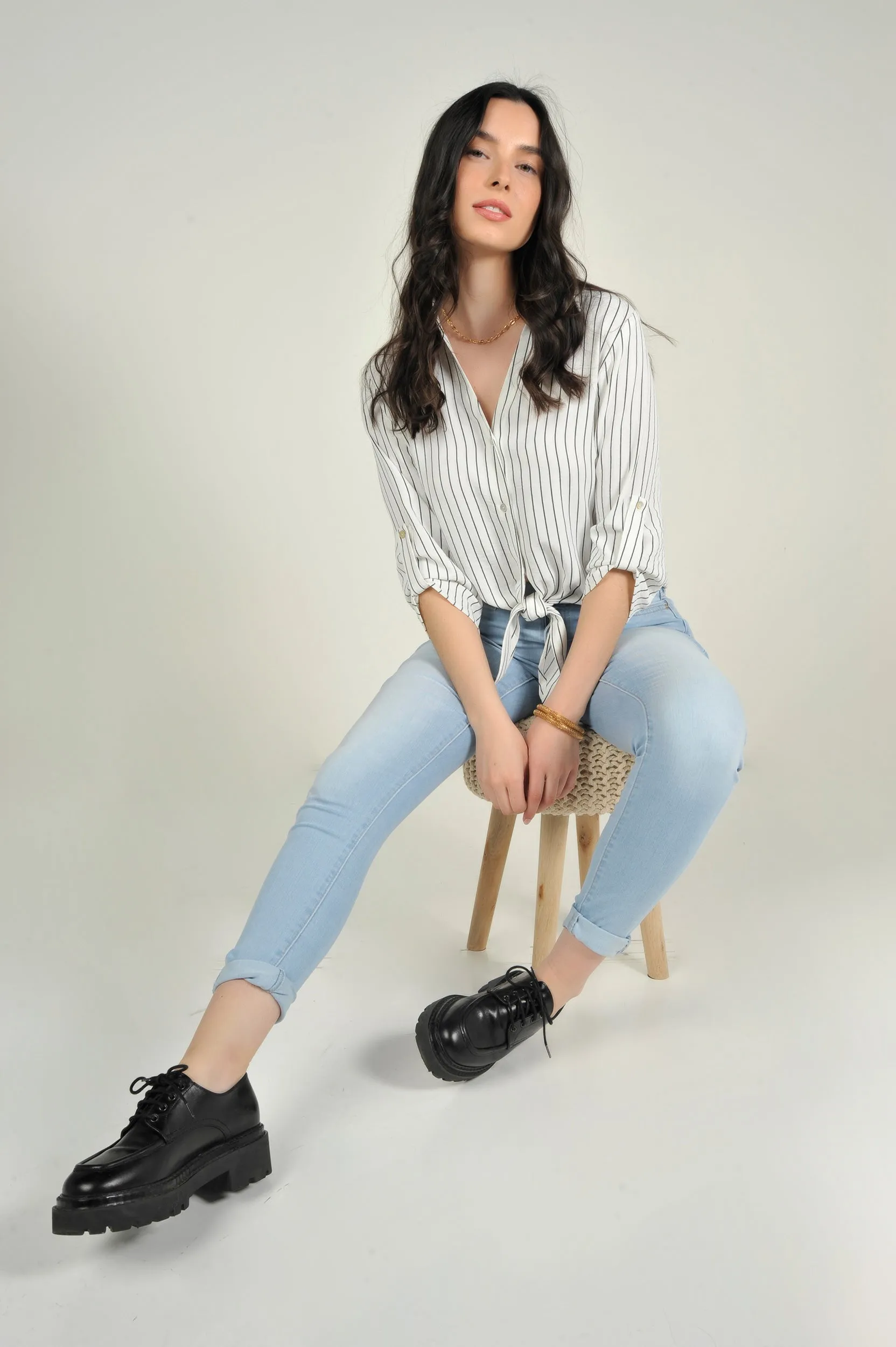 Blouse courte rayée - CARMELA - (R-A19)