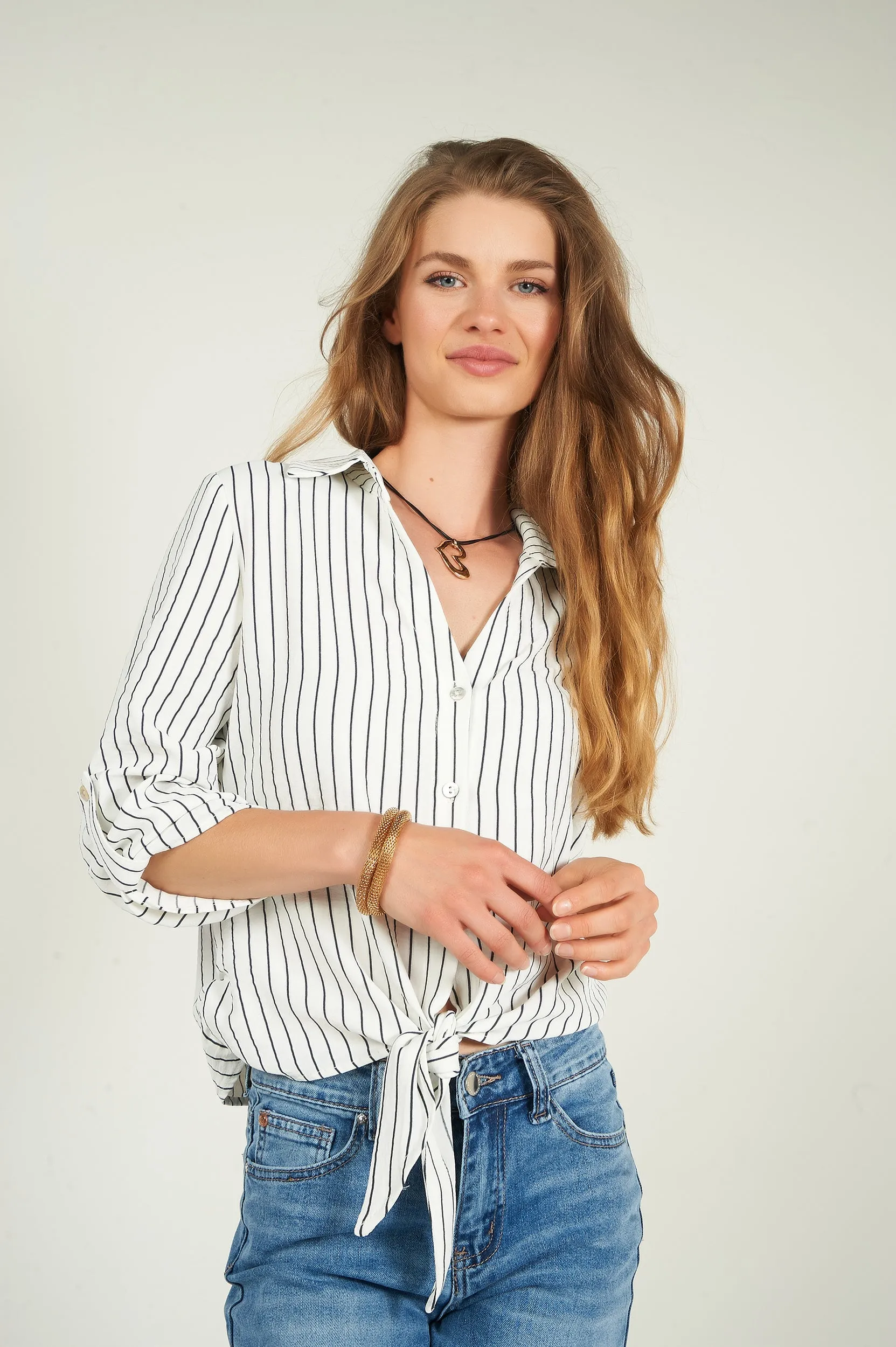 Blouse courte rayée - CARMELA - (R-A19)