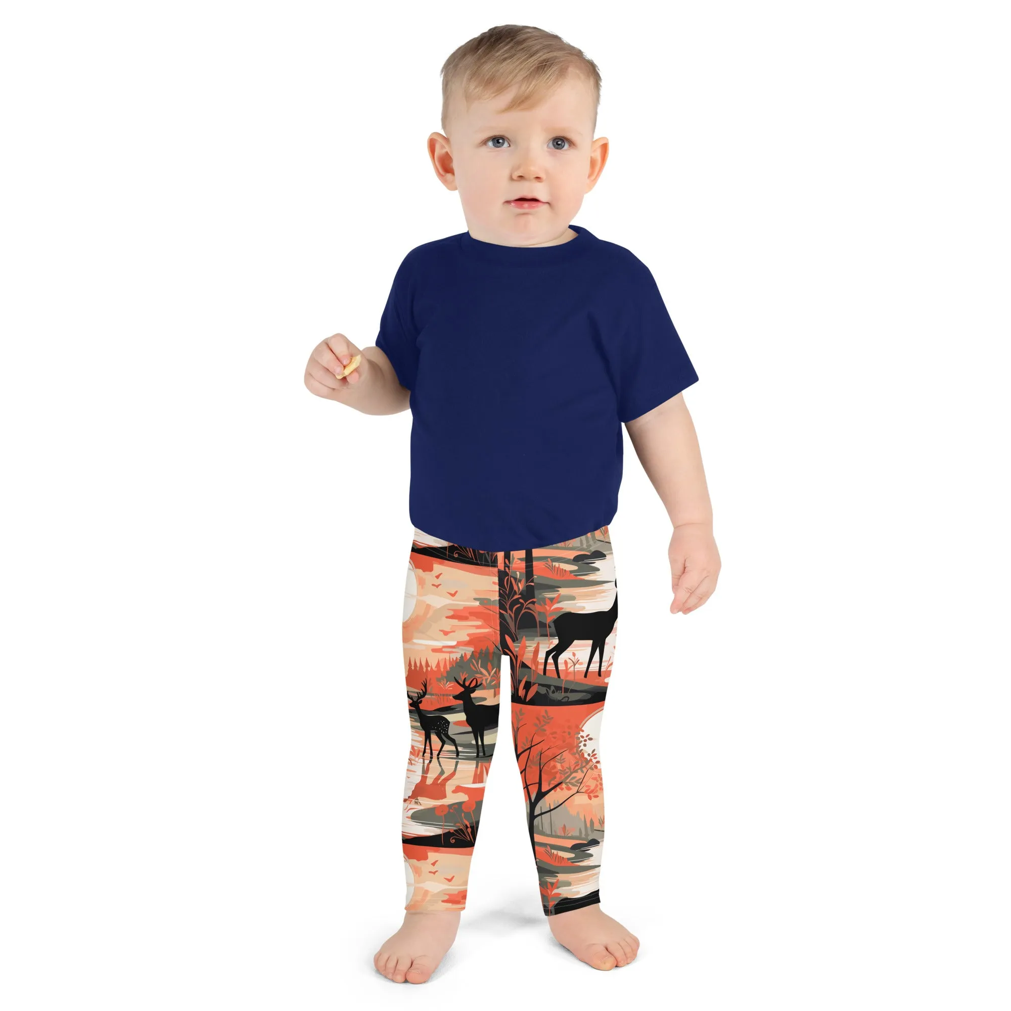 Boys' Deer Forest Athletic Leggings: Active Wear with Nature's Touch
