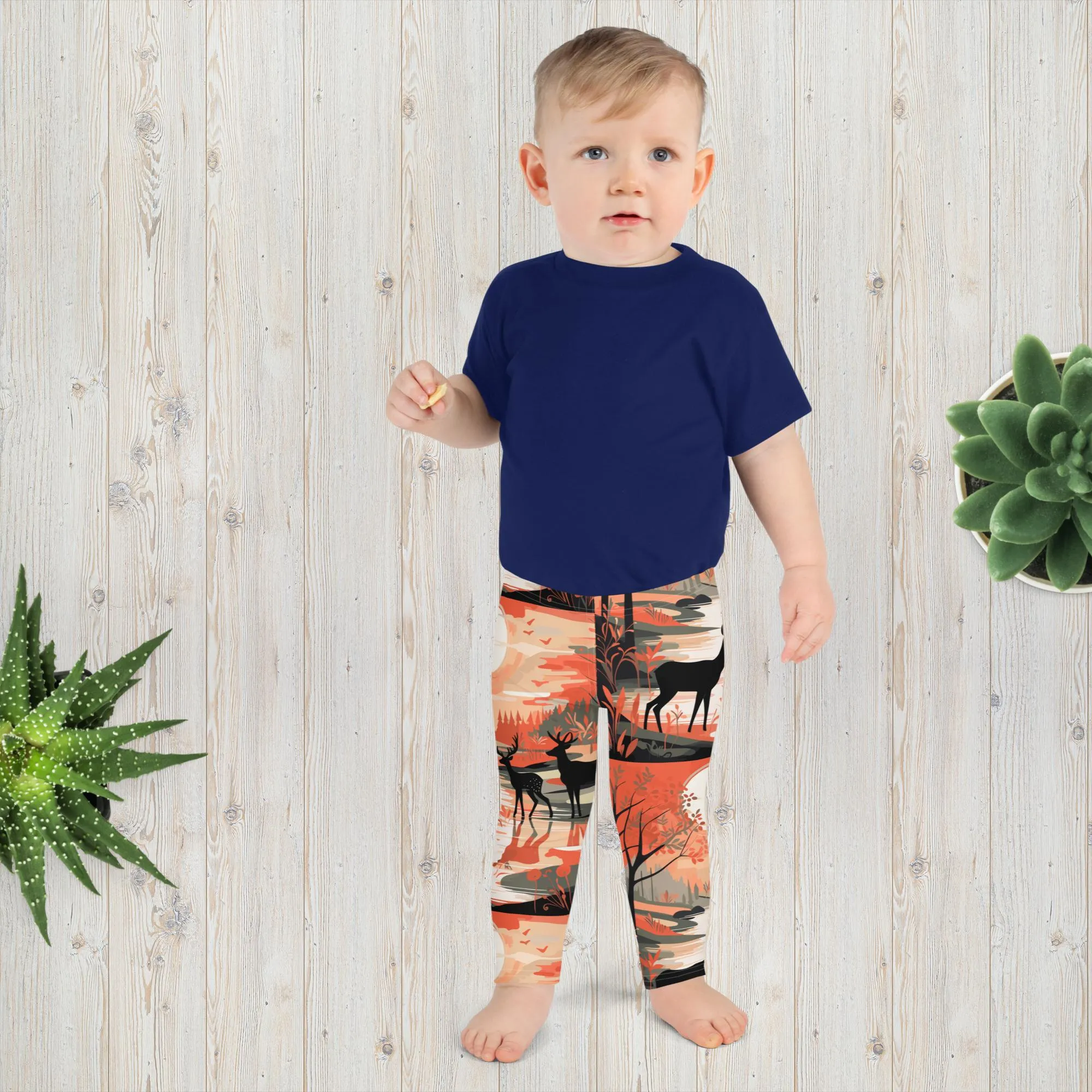 Boys' Deer Forest Athletic Leggings: Active Wear with Nature's Touch