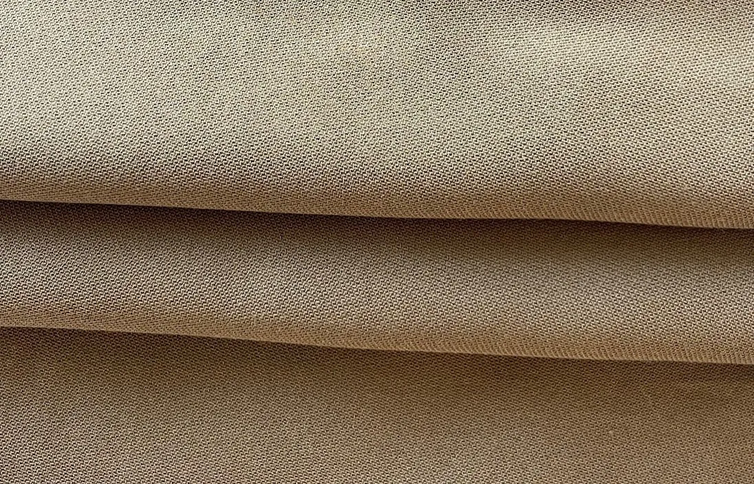 Classic Bronzed Almond Wool & Cotton Tricotine