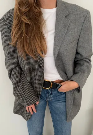 Contrast Blazer - Grey Herringbone
