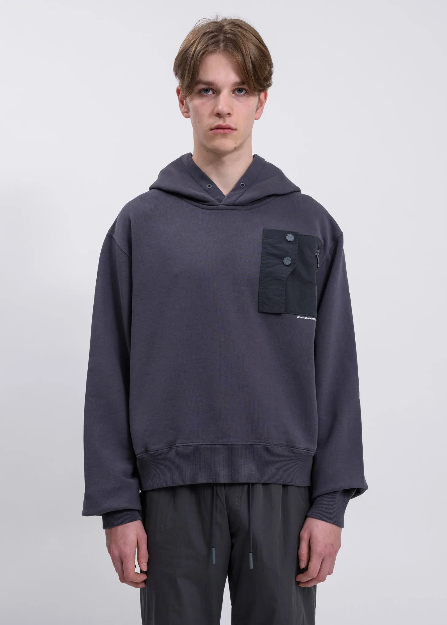 Dark Grey Layer Pocket Logo Hoodie
