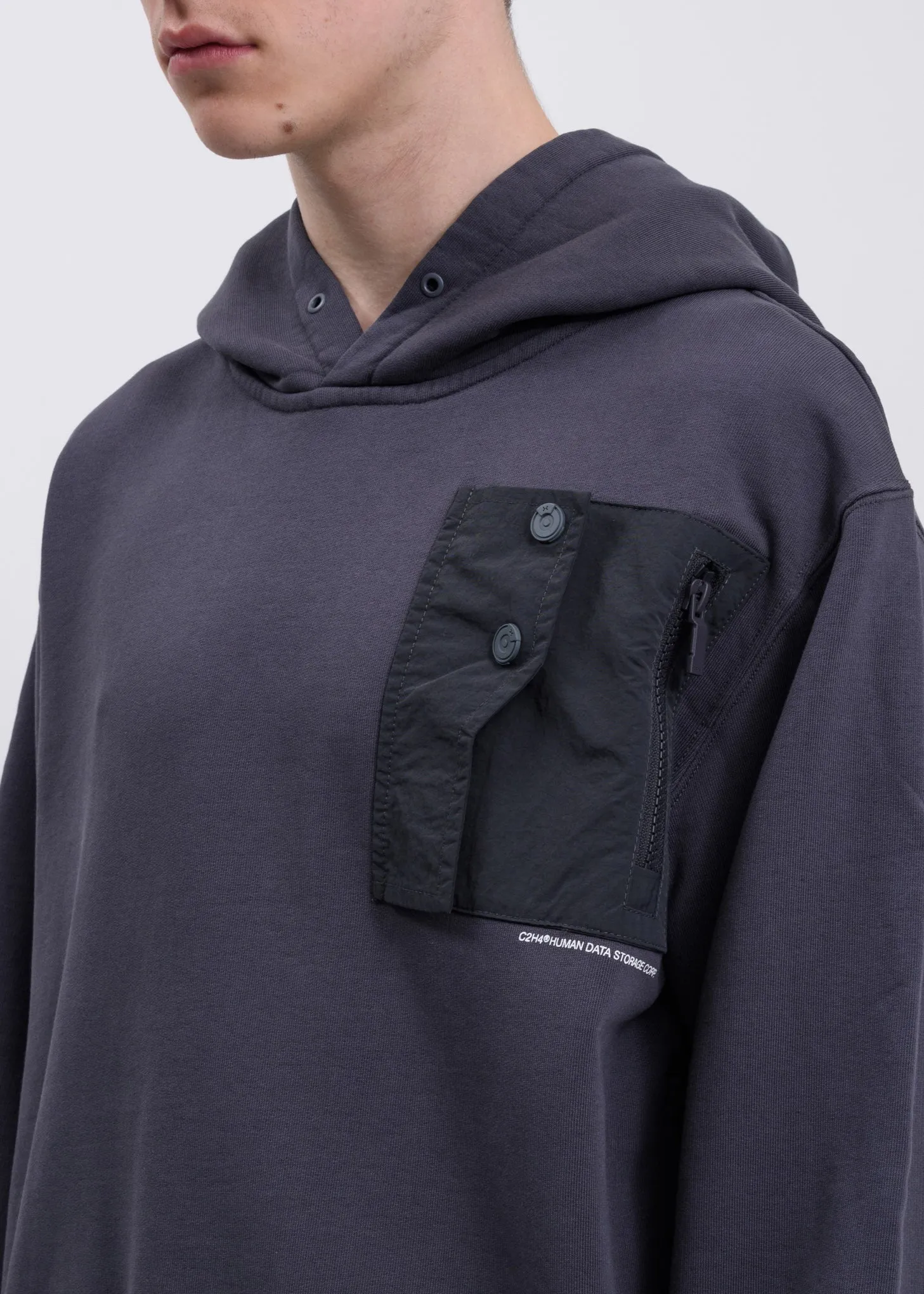 Dark Grey Layer Pocket Logo Hoodie