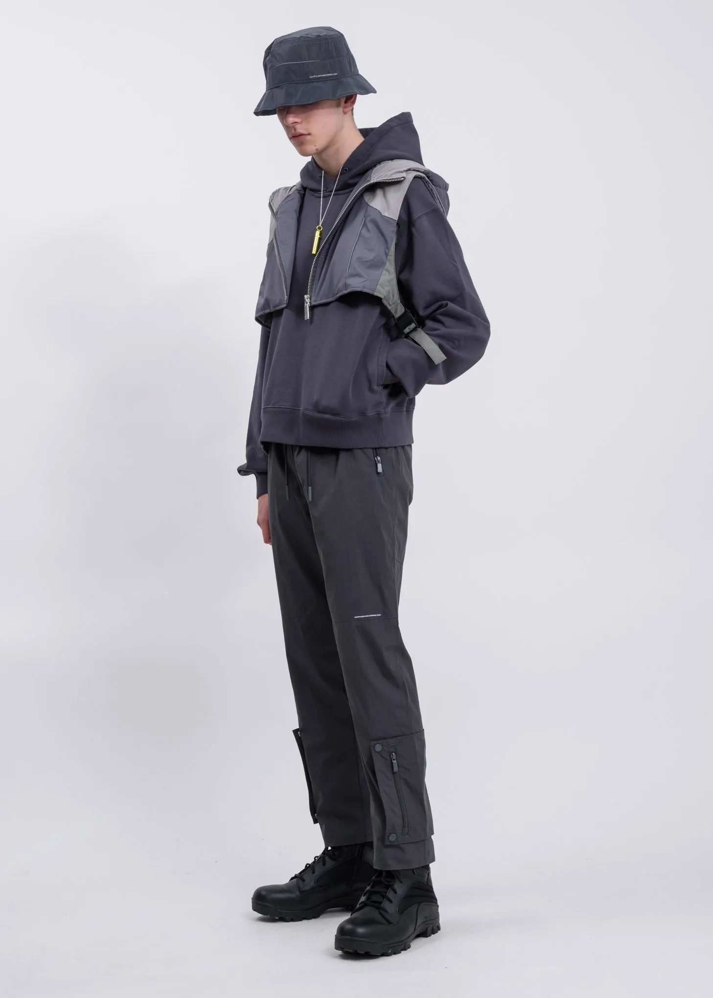 Dark Grey Layer Pocket Logo Hoodie