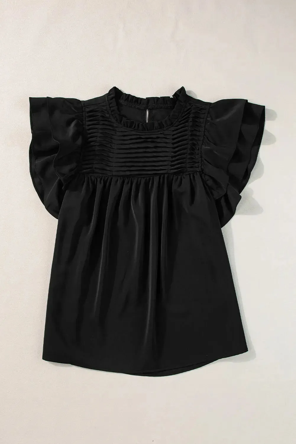 Dayana Ruffled Flutter Sleeve Pleated Blouse by Threaded Pear