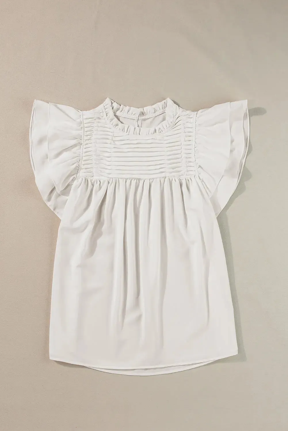 Dayana Ruffled Flutter Sleeve Pleated Blouse by Threaded Pear