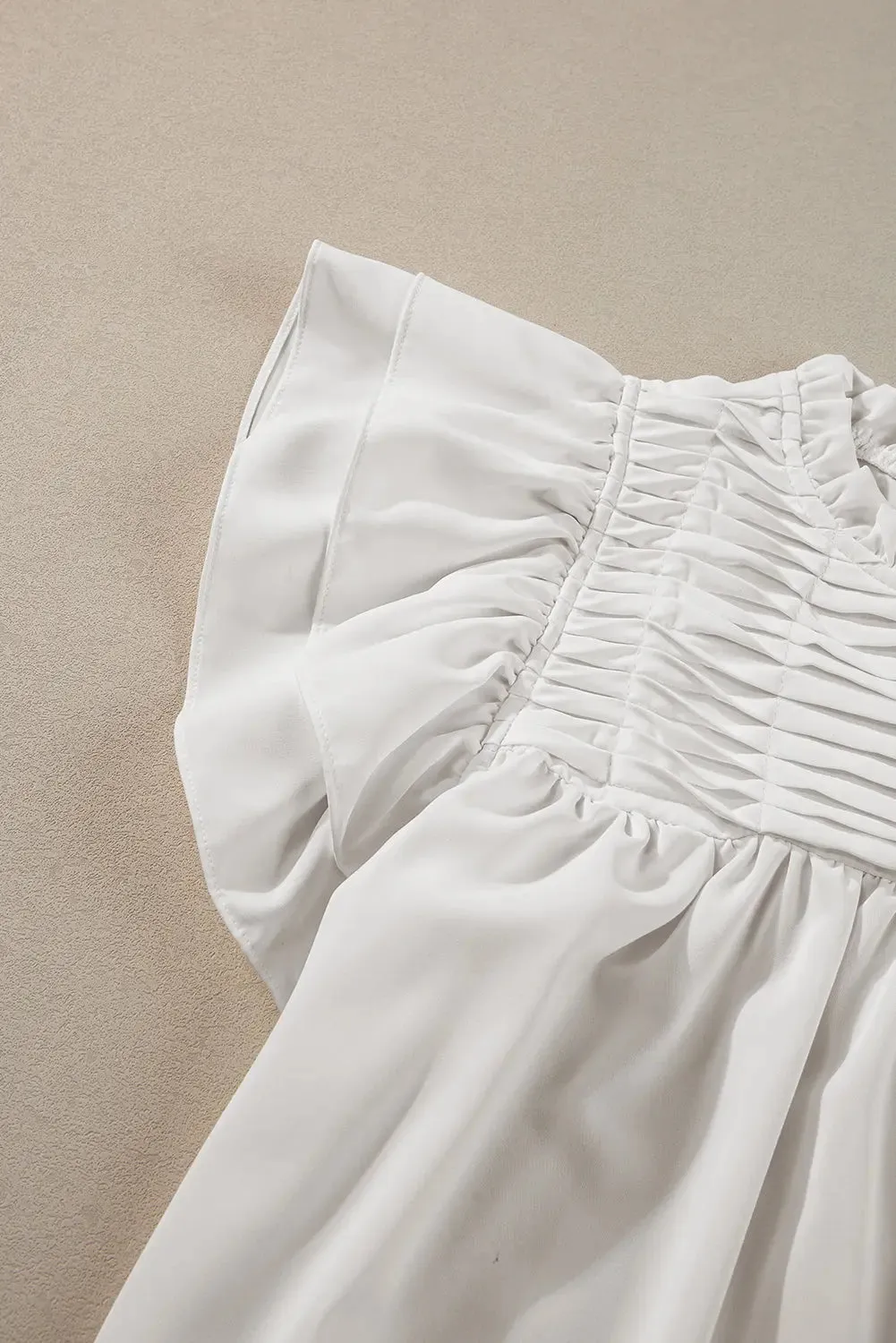 Dayana Ruffled Flutter Sleeve Pleated Blouse by Threaded Pear