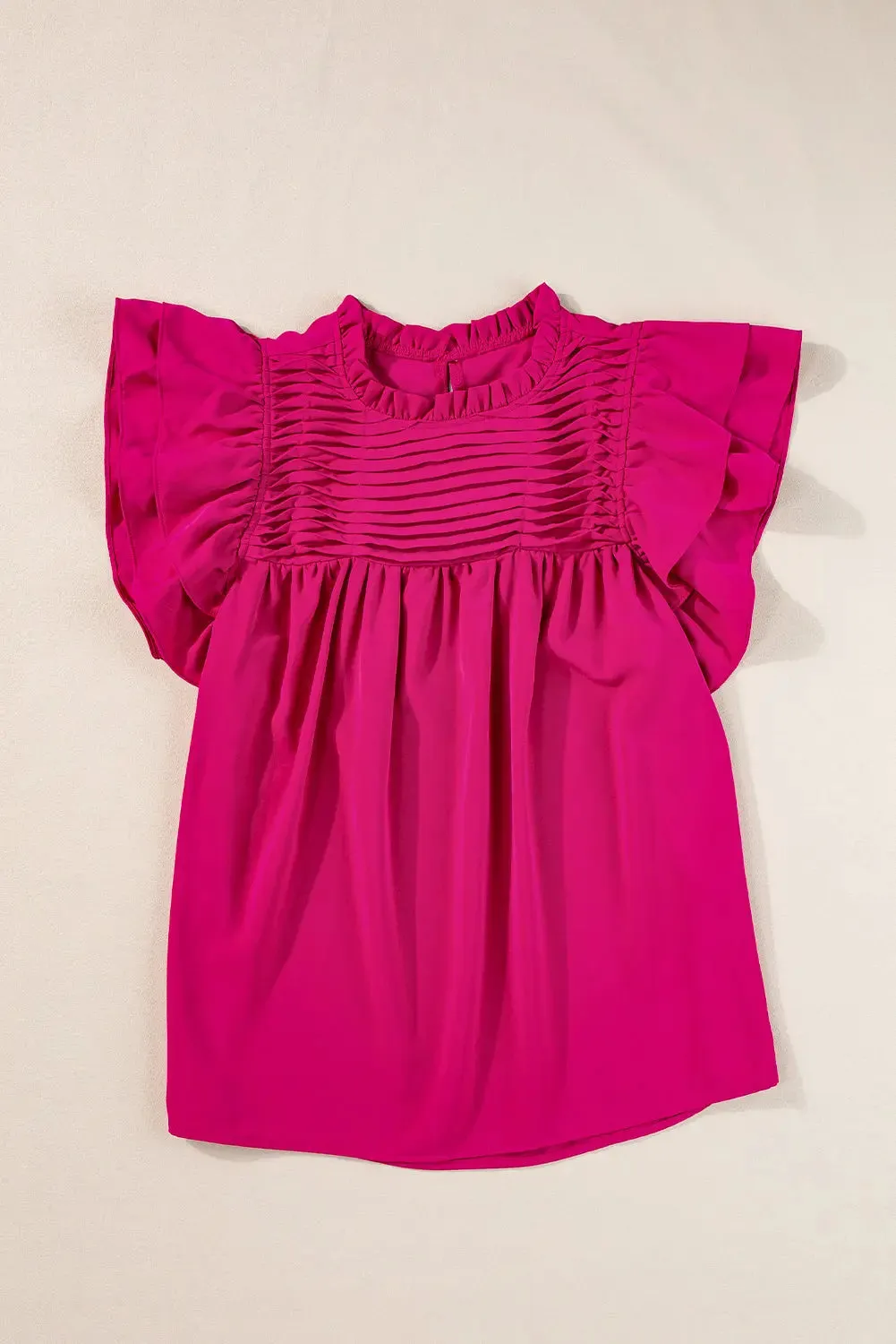Dayana Ruffled Flutter Sleeve Pleated Blouse by Threaded Pear