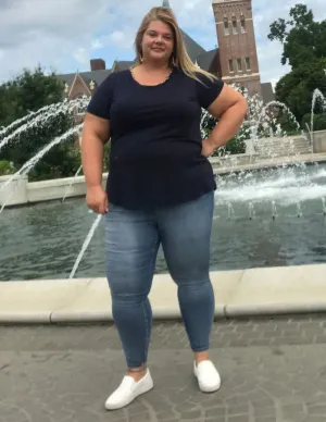 Don't Call Me Plain Navy Blue Top- Curve