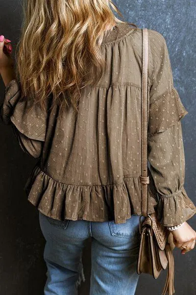 Ease All Day Long Sleeve Swiss Dot Blouse
