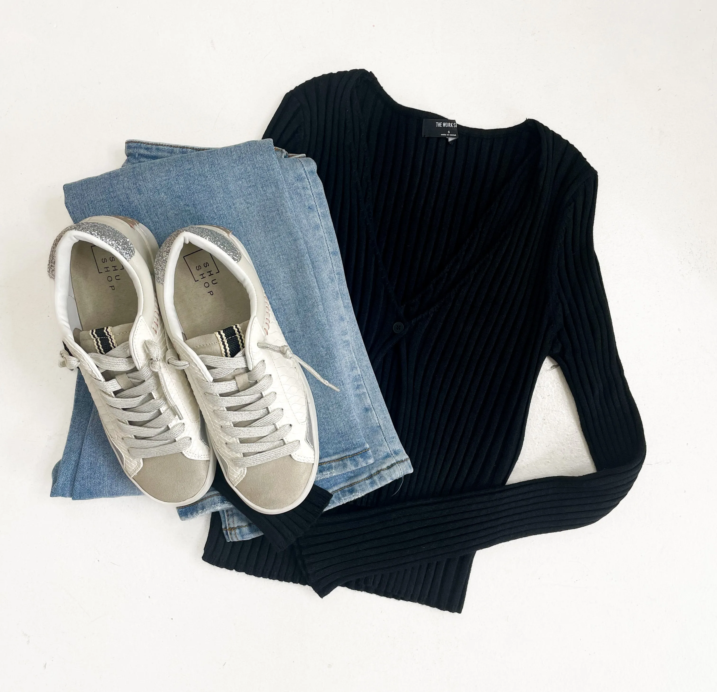 Elise Layered Ruffle Hem Sweater- Black