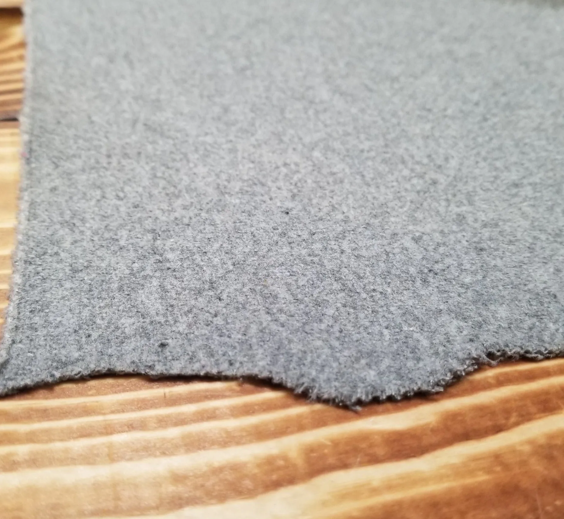 End of Bolt: 2 yards of Designer Deadstock Premium Heather Light Gray Wool Blend Melton Coating Woven-remnant