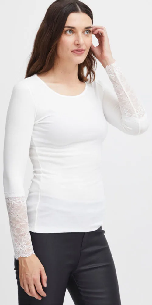 Fransa Lace Cuff Tee