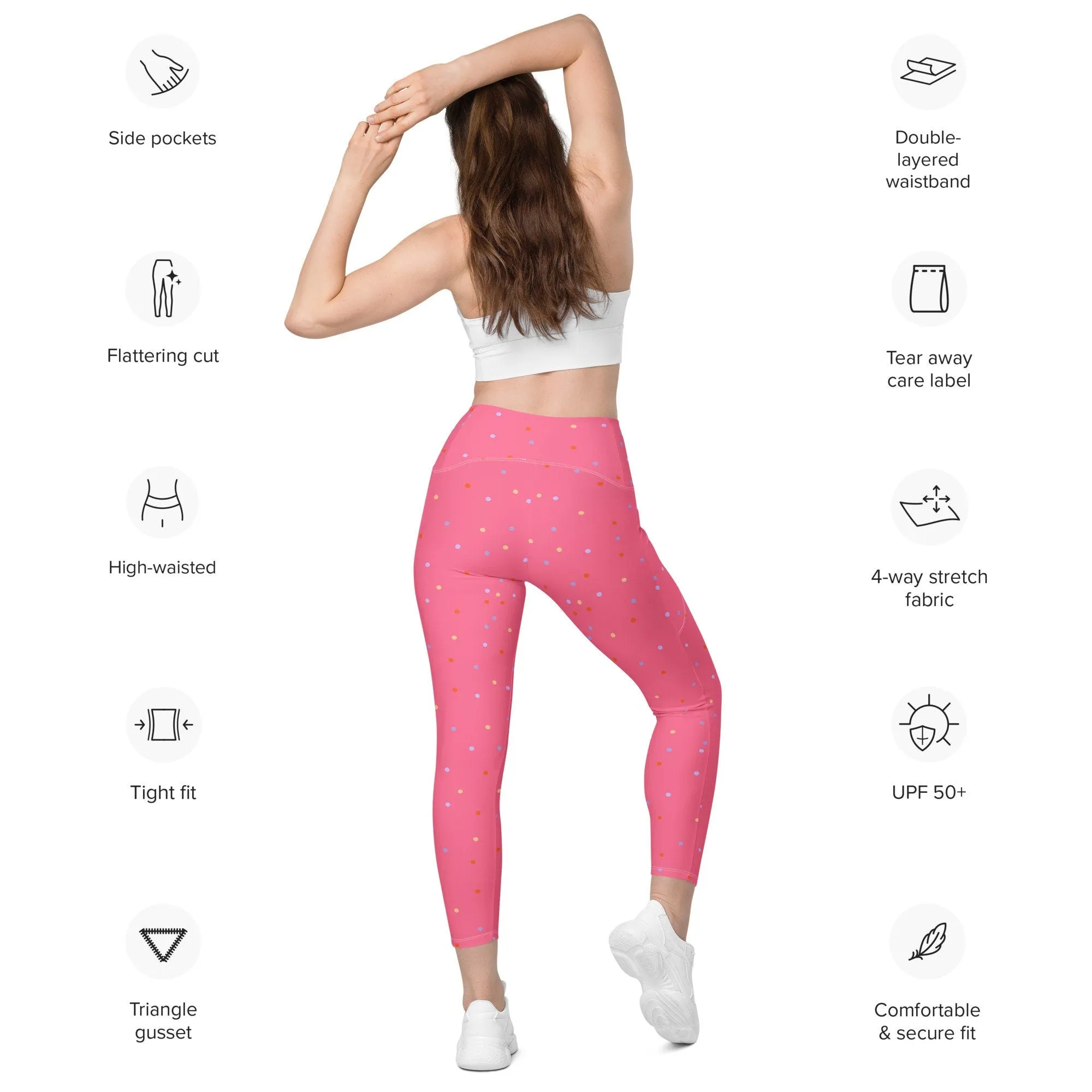 Hot Pink Polka Dot Legging with Pockets