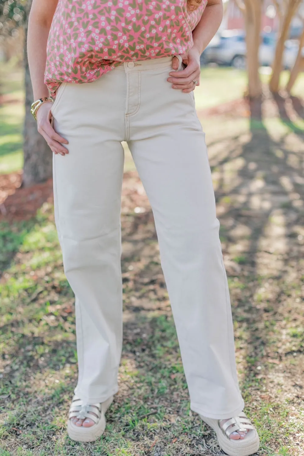 Ivory Mid-Rise Wide Leg Crop (0-22)