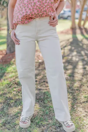 Ivory Mid-Rise Wide Leg Crop (0-22)