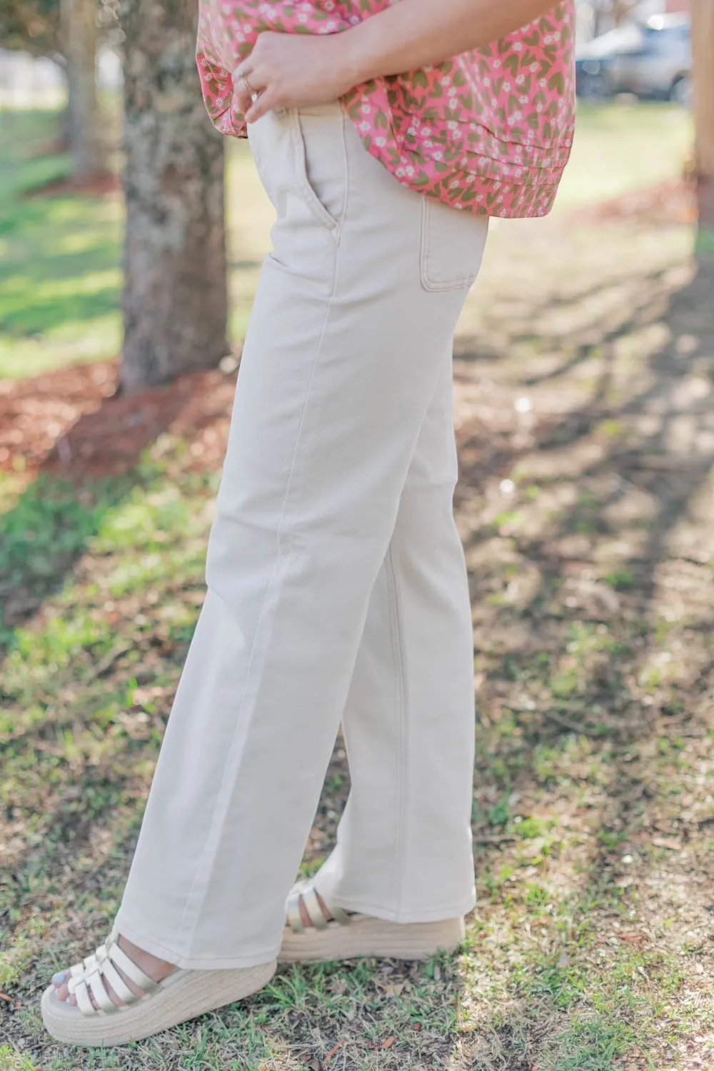 Ivory Mid-Rise Wide Leg Crop (0-22)
