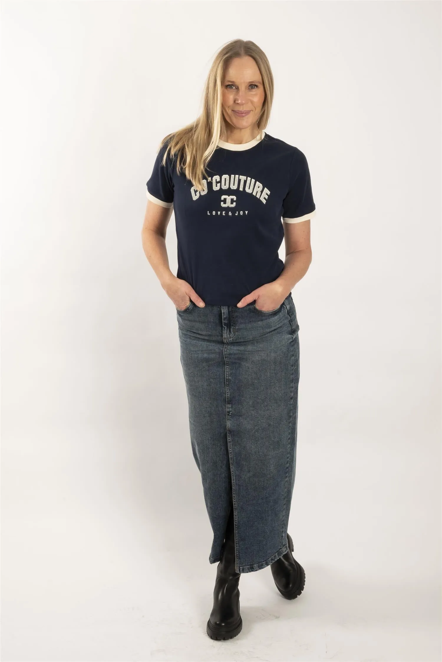 KAdana Denim Maxi Skirt - Blue Denim