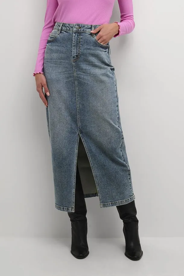 KAdana Denim Maxi Skirt - Blue Denim