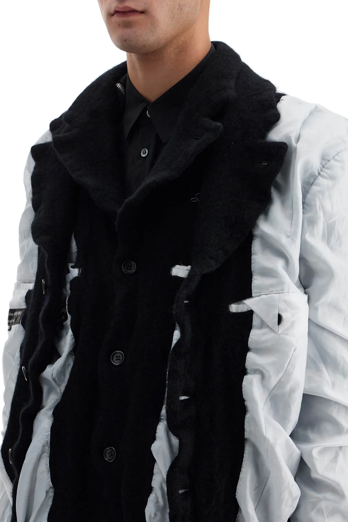 layered jacket with inside out effect PN J030 BLACK X WHITE