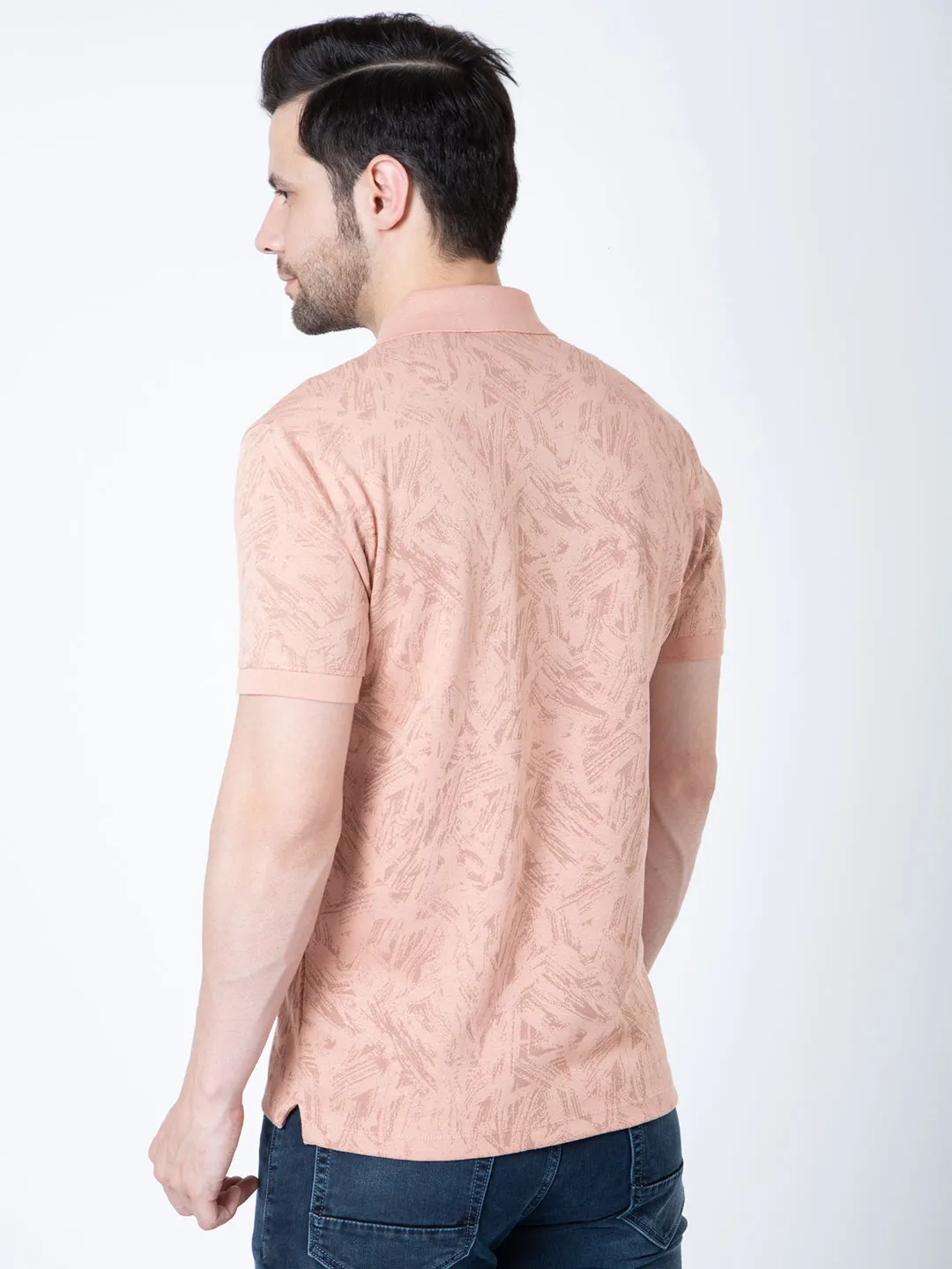 Men Polo Jacquard Dark Peach T-Shirt