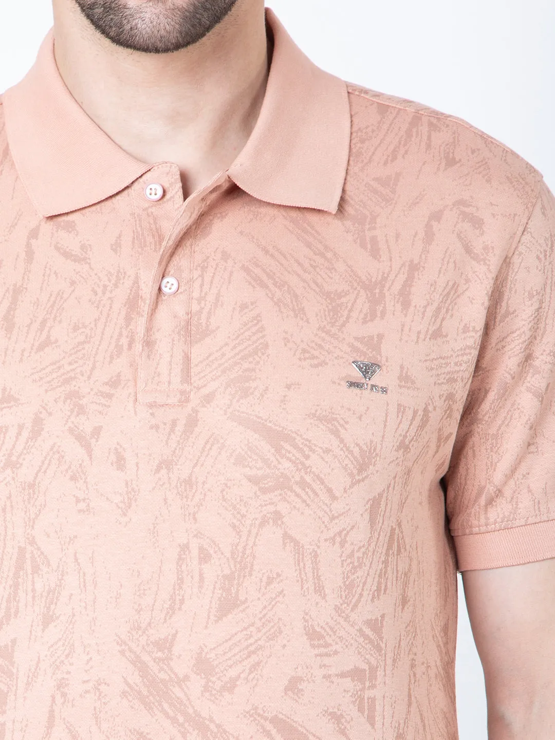 Men Polo Jacquard Dark Peach T-Shirt