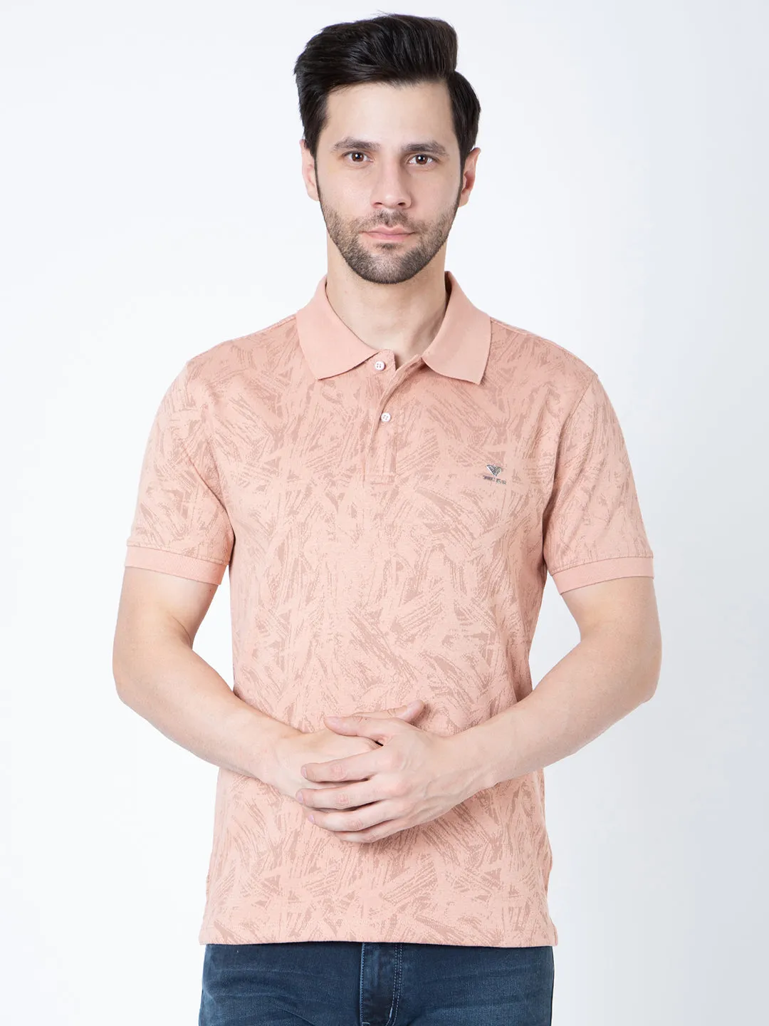 Men Polo Jacquard Dark Peach T-Shirt