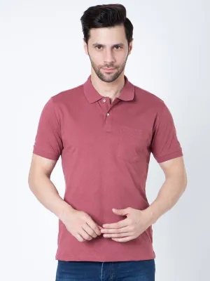 Men Polo Jacquard Wine T-Shirt