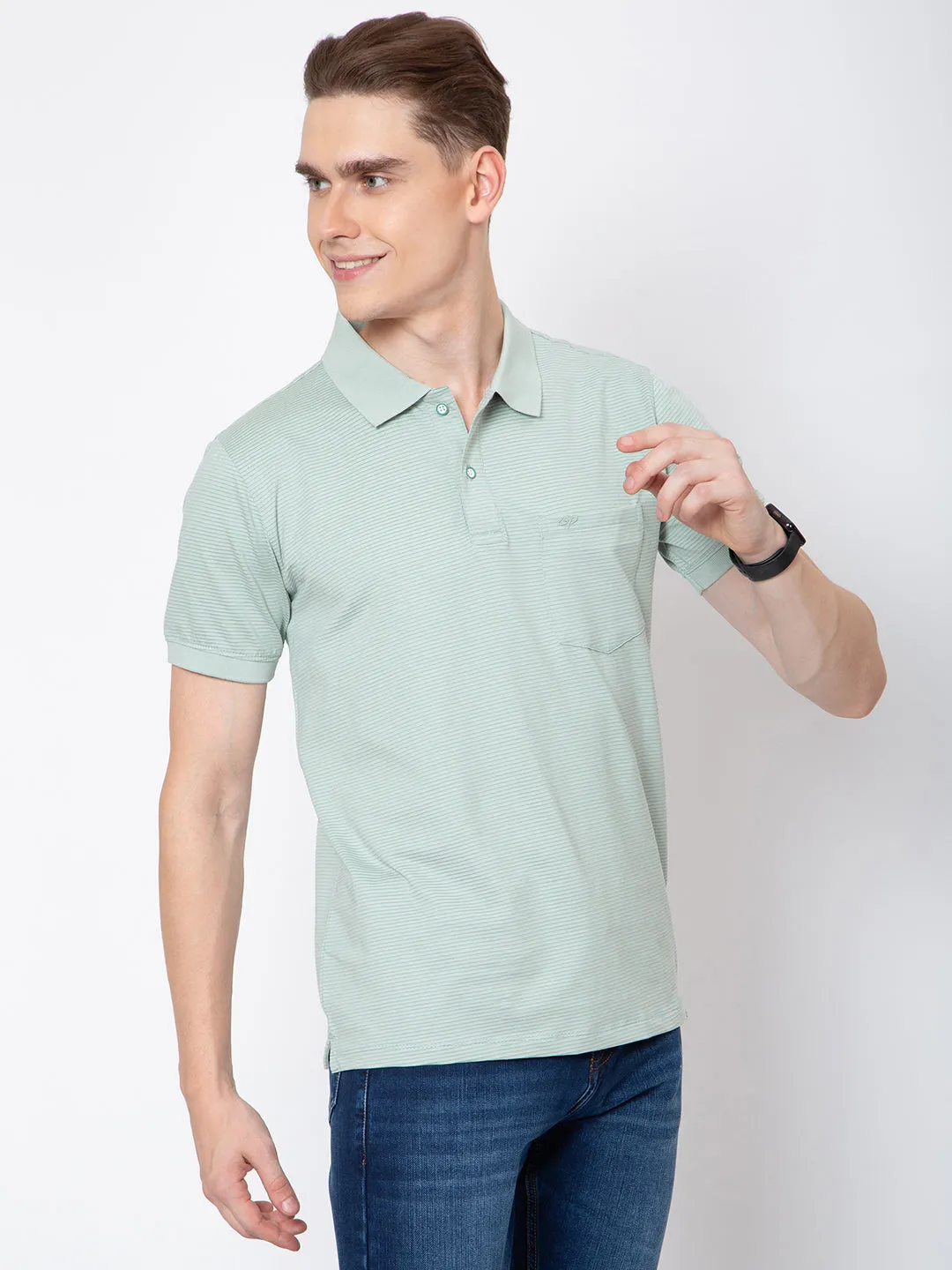 Men Polo Neck Auto Striper T-Shirt