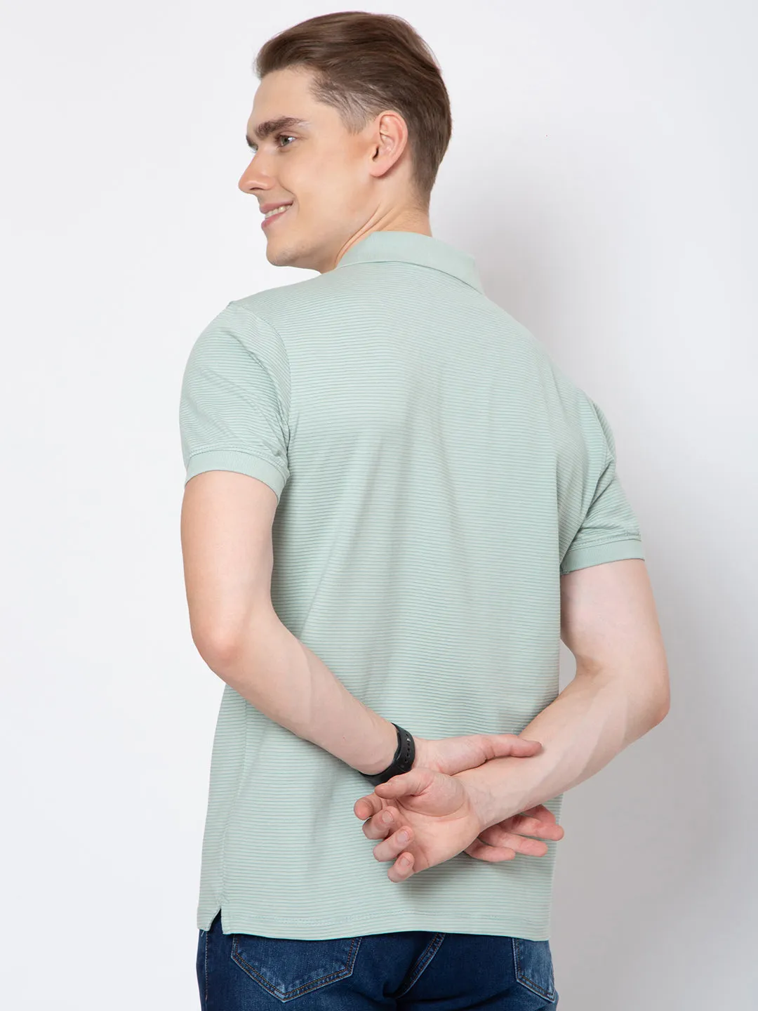Men Polo Neck Auto Striper T-Shirt