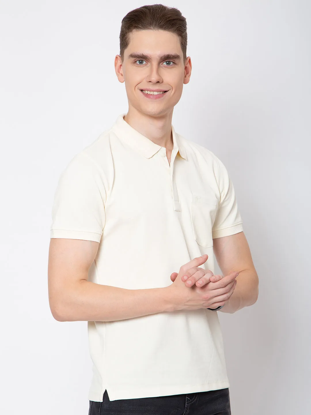 Men Polo Neck Solid Matty Tshirt