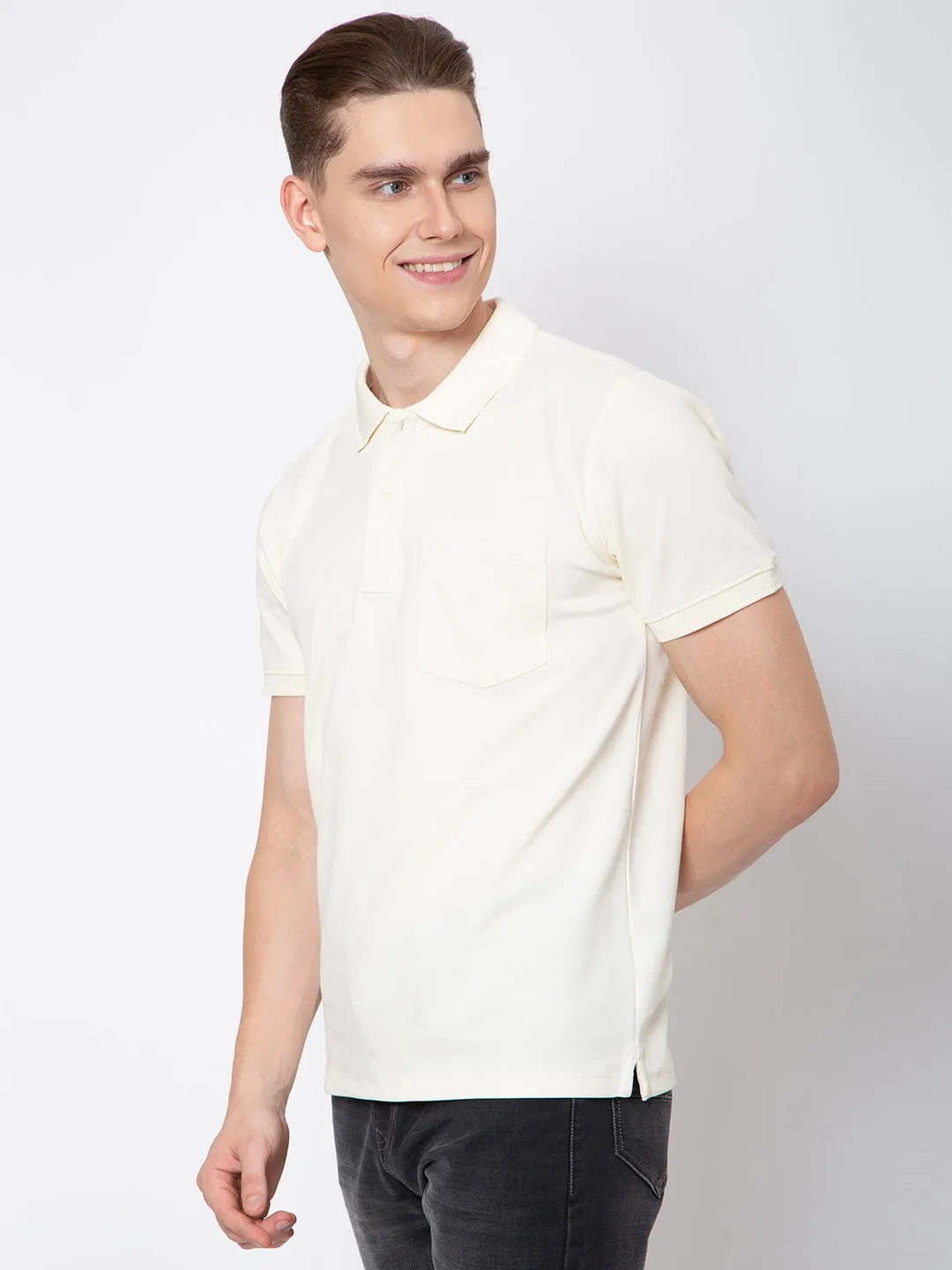 Men Polo Neck Solid Matty Tshirt