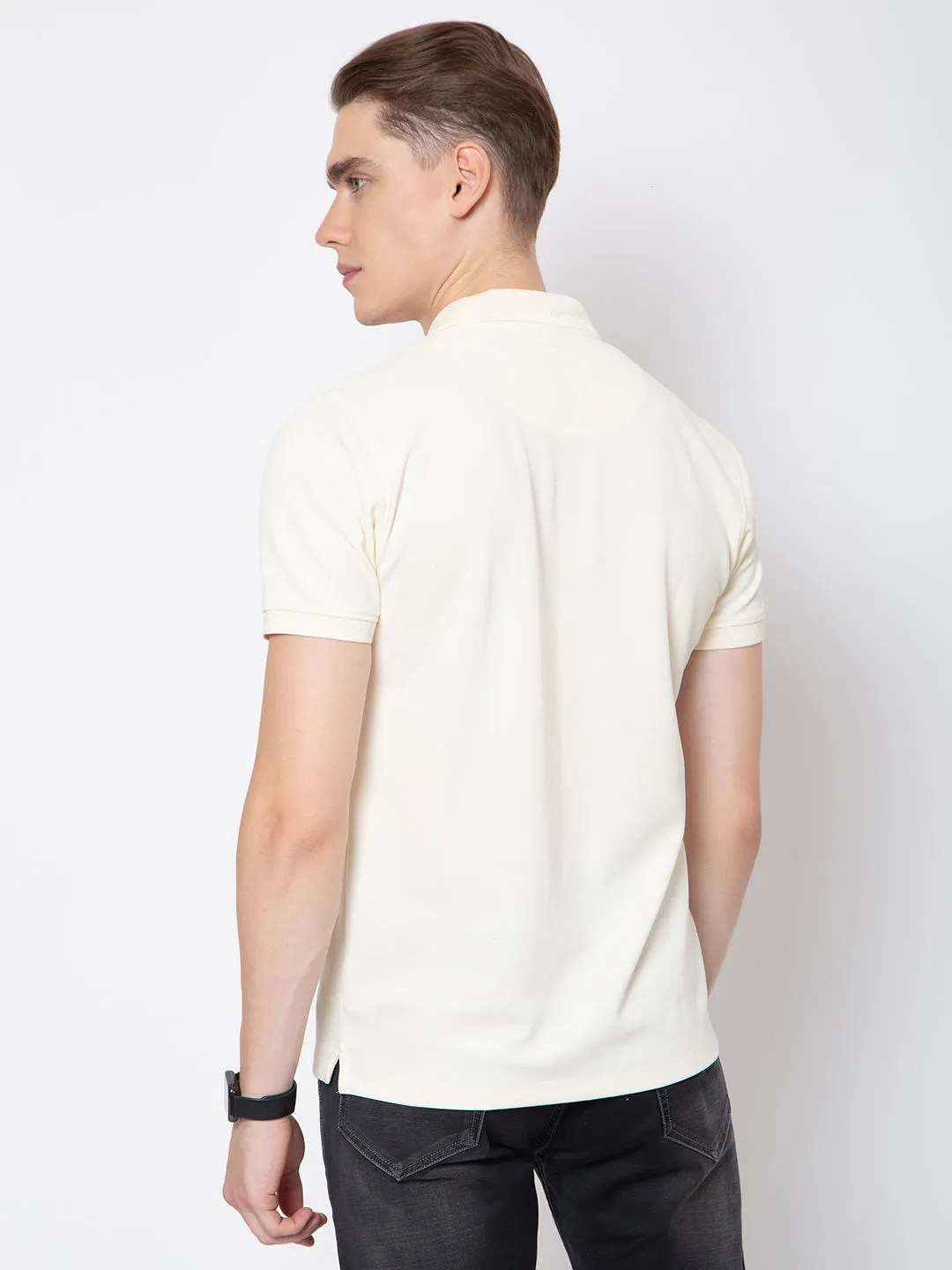 Men Polo Neck Solid Matty Tshirt